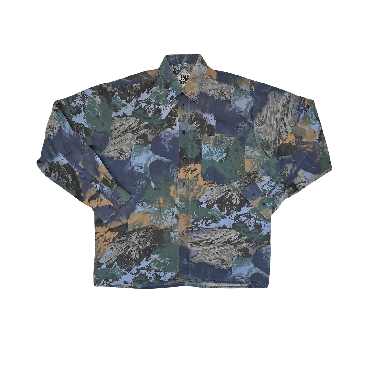 Vintage 90s Abstract Crazy Print Long Sleeve Ugly Shirt Size L by Talk of the Town