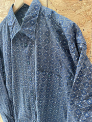 Vintage Y2K Dark Blue &amp; Beige Paisley Monogram Pattern Shirt Size L By Equipment