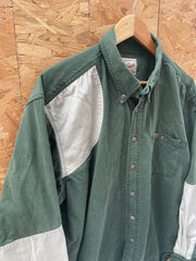 Vintage Woolrich Men's XL Green &amp; Beige Long Sleeve Cotton Shooting Shirt