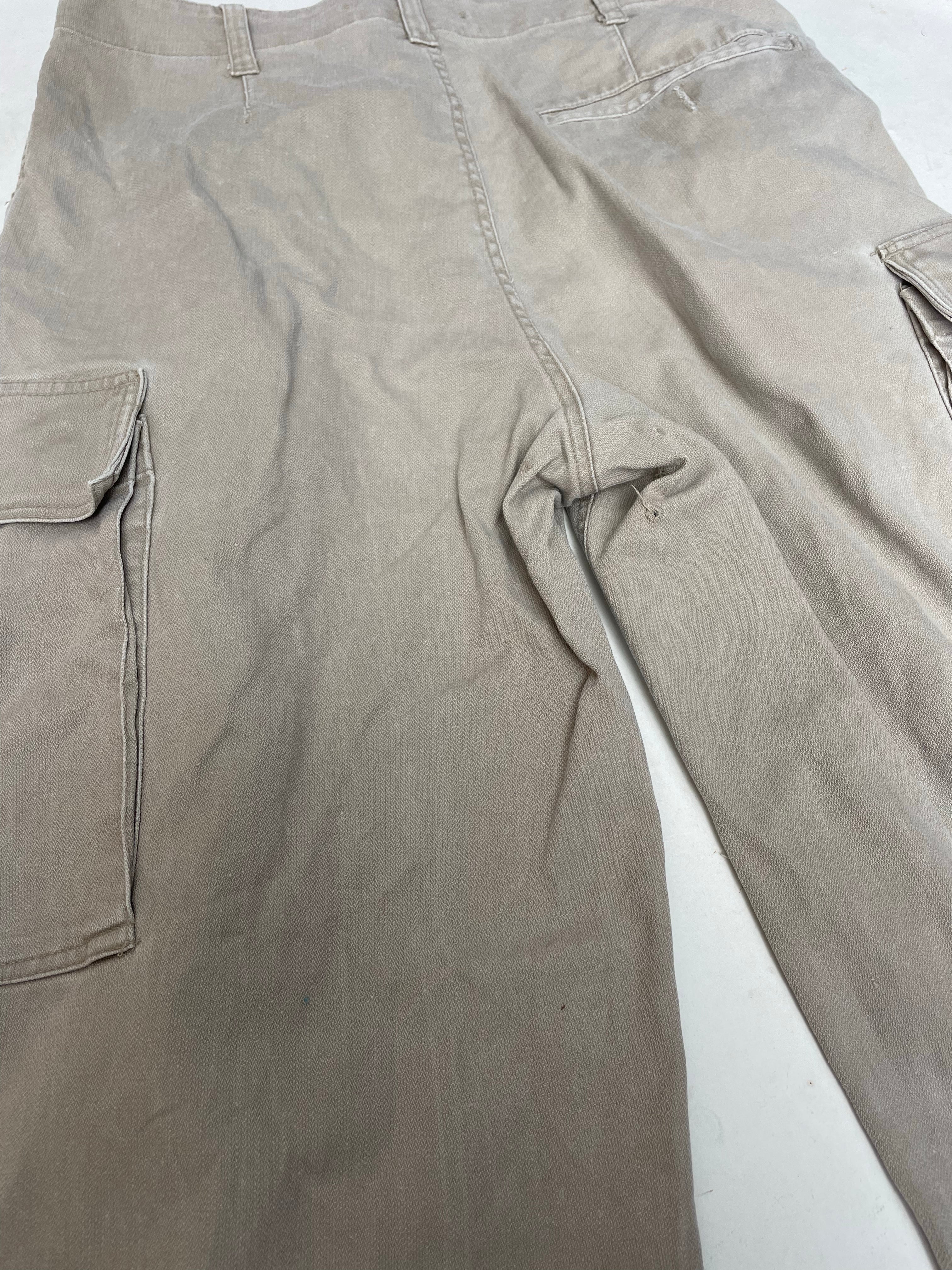 Vintage German Army Faded Sand Ripstop Men's Cargo Pants Size W32 L32