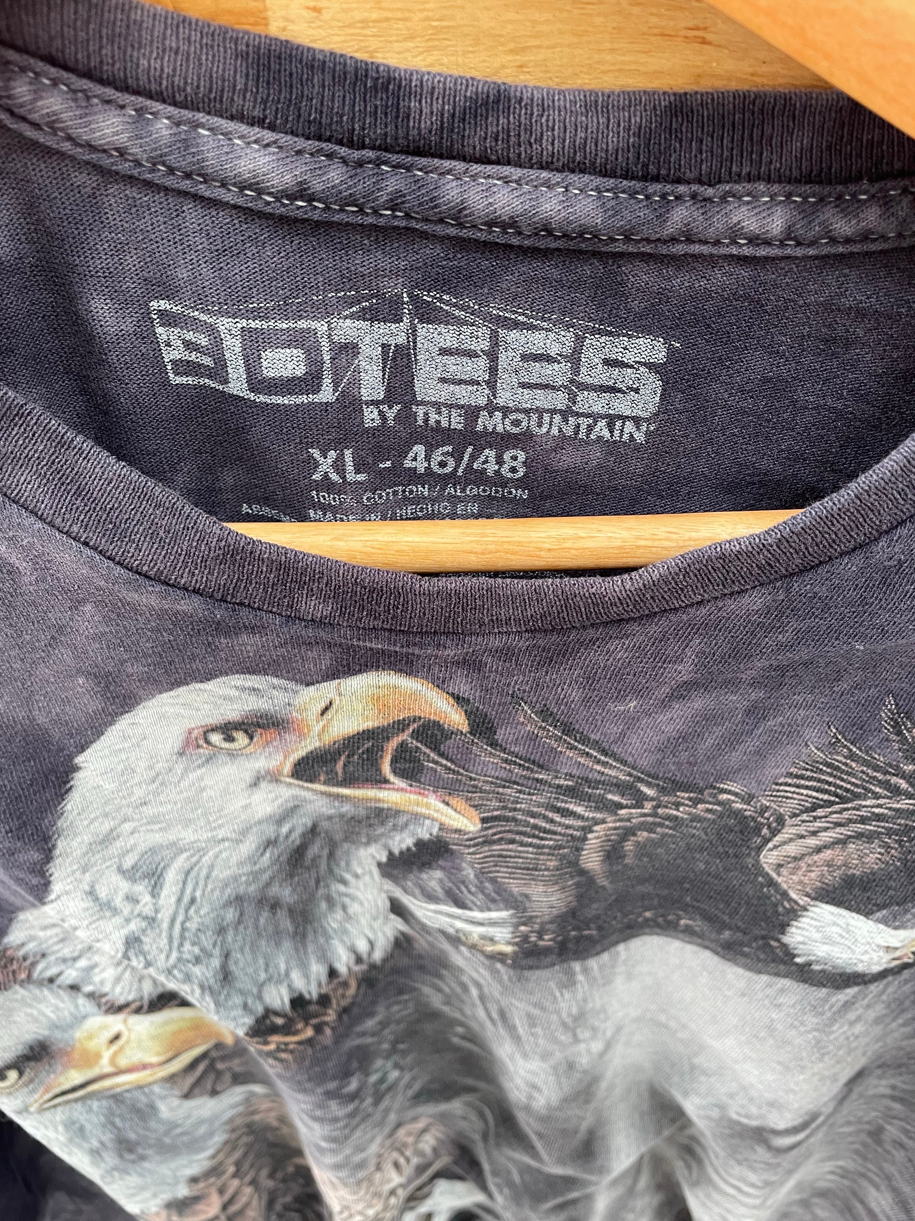 Vintage 90s Eagles &amp; Wolf Tie-Dye Animal Graphic T-Shirt Size XL by The Mountain