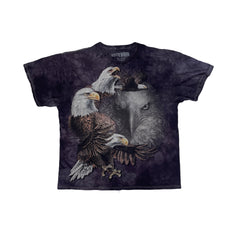 Vintage 90s Eagles &amp; Wolf Tie-Dye Animal Graphic T-Shirt Size XL by The Mountain