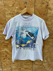 Vintage 90s SeaWorld Whale Graphic Single Stitch Off -White T-Shirt M