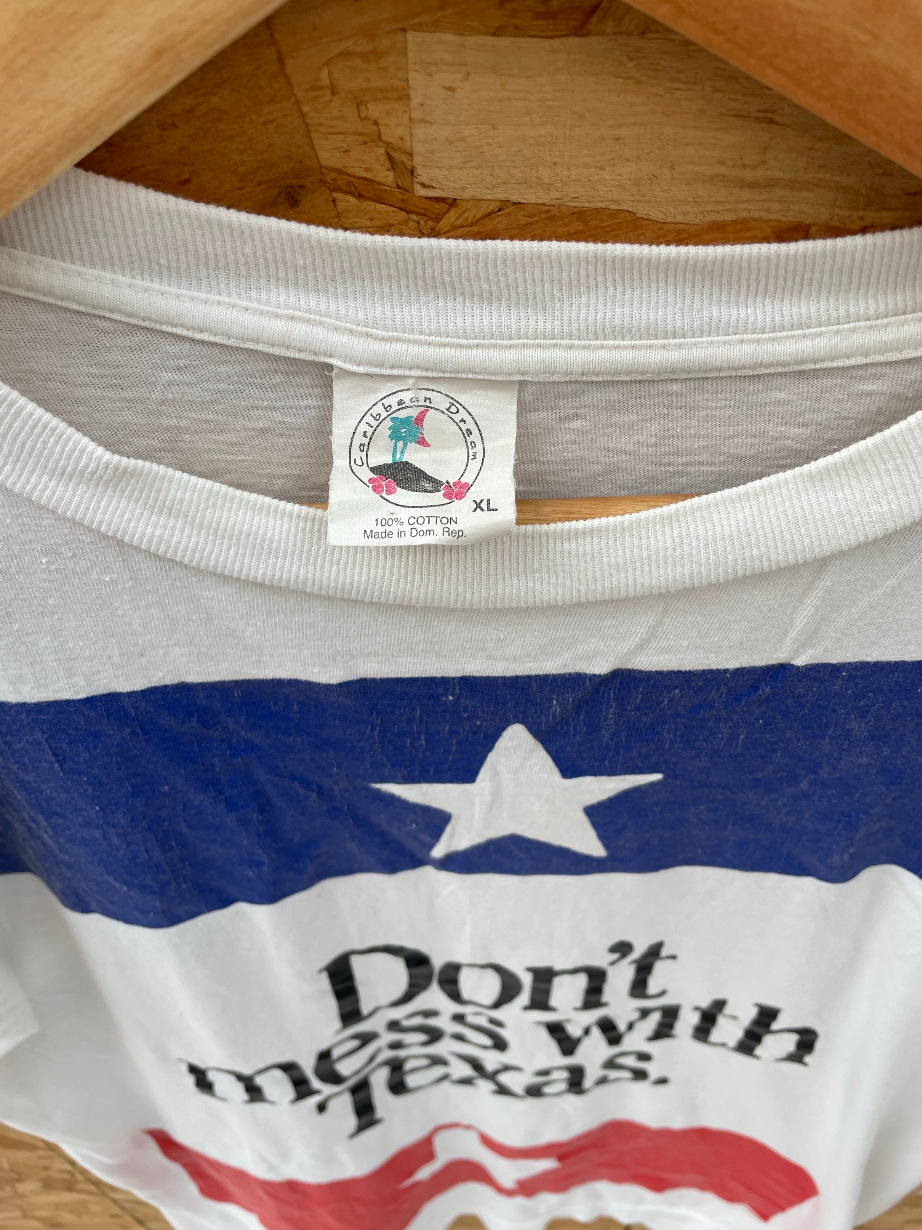 Vintage 90s XL White 'Don't Mess With Texas' Single Stitch T-Shirt