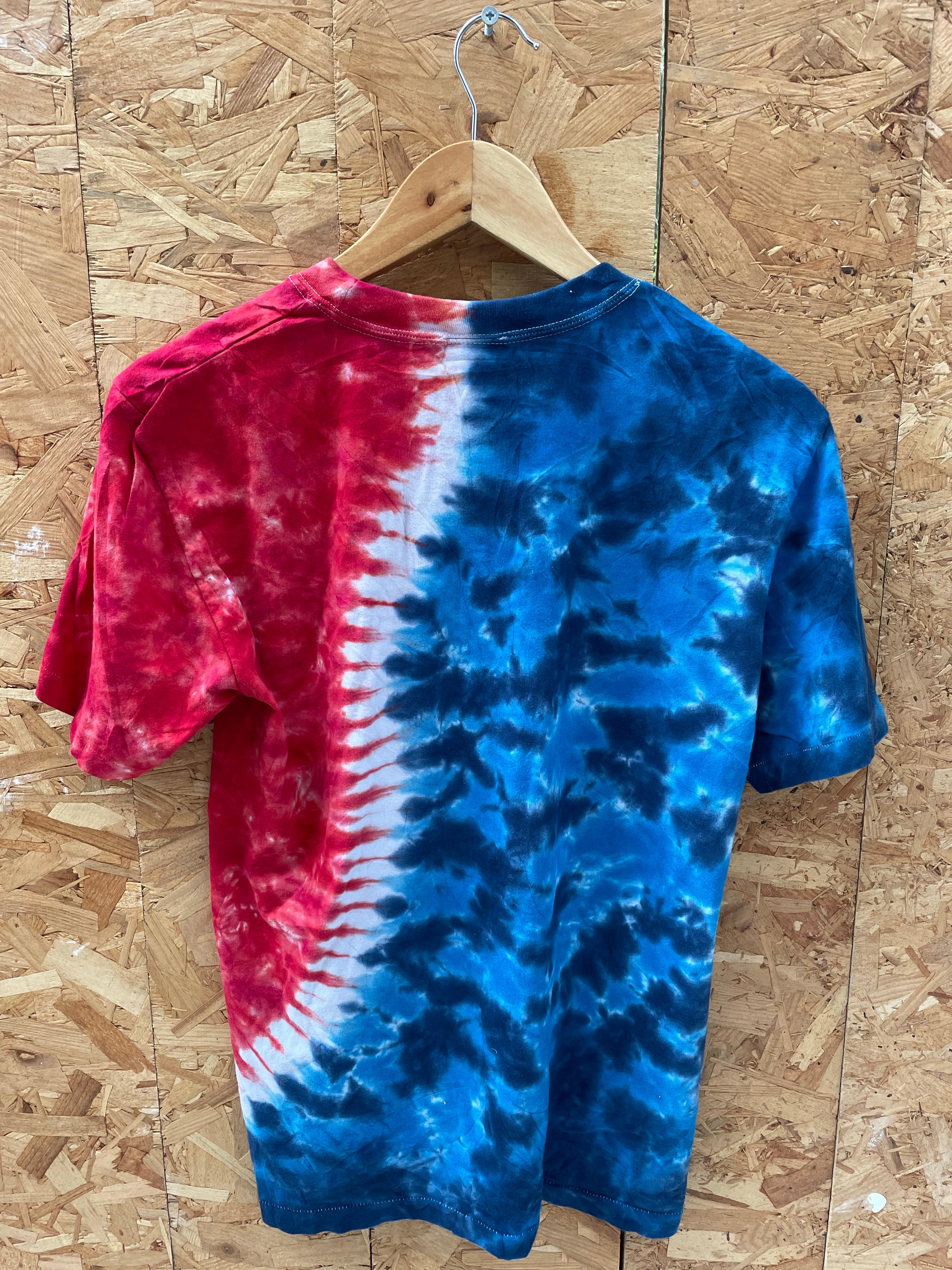 Vintage 90s Single Stitch Tie Dye T-Shirt - Men's Size M - Red &amp; Blue