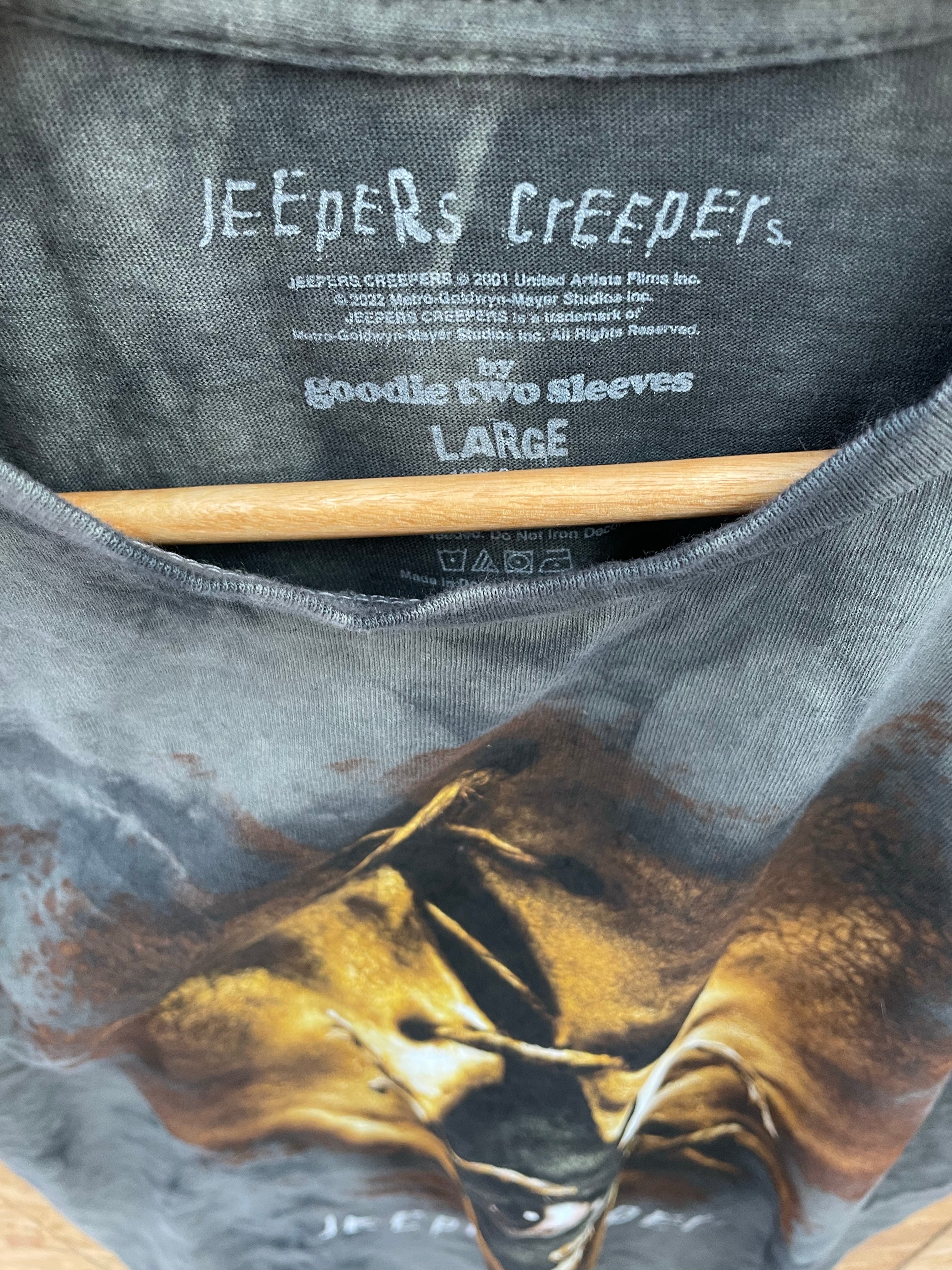 Vintage Jeepers Creepers Horror Movie T-Shirt Large Gray Tie-Dye Graphic Tee