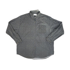 Vintage 90s Blue Gray Geometric Repeat Pattern Long Sleeve Shirt Size XXL by Sedgefield