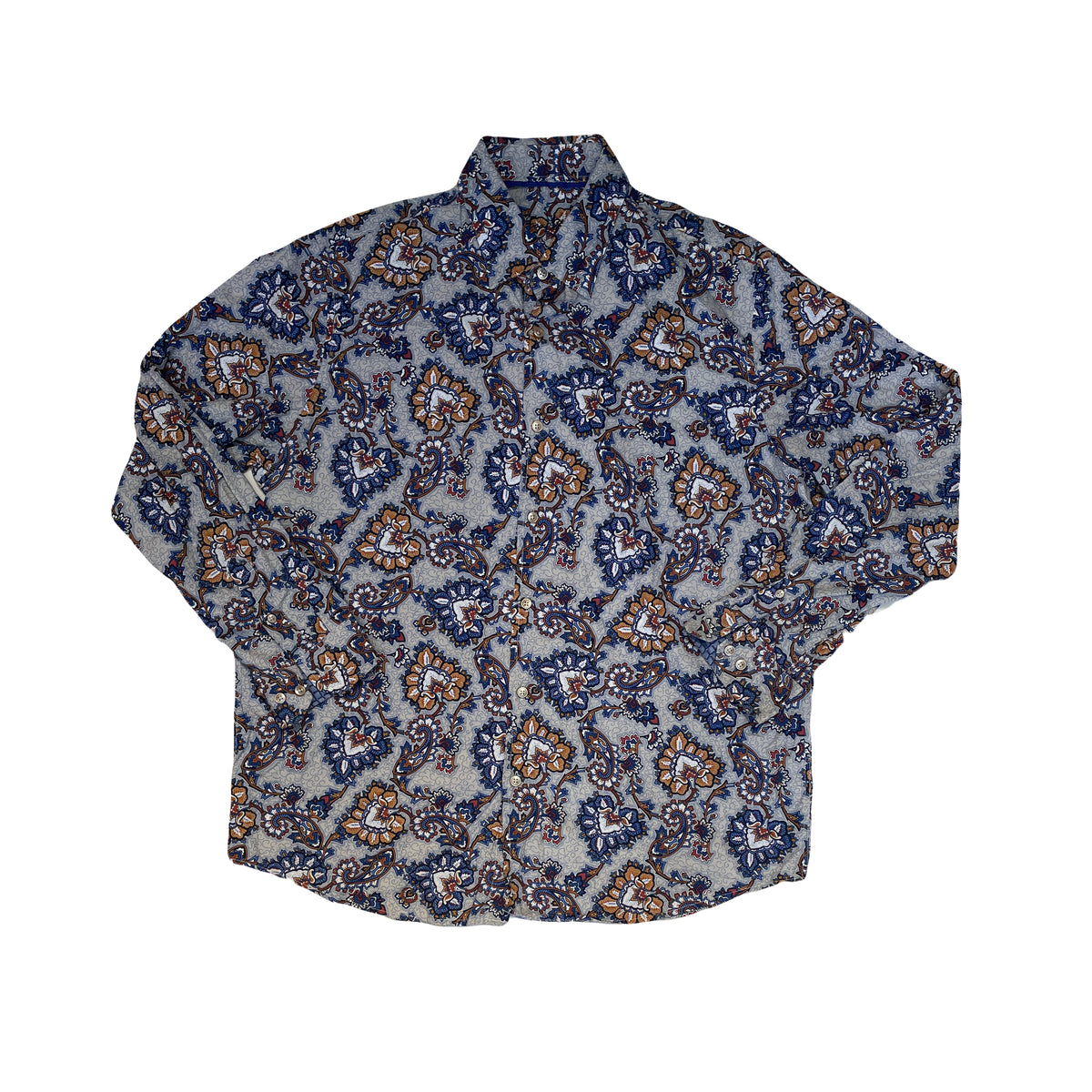 Vintage Y2K Paisley Print Long Sleeve Button Up Shirt Mens Size XL