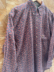 Vintage 90s Ivy Crew Men's L Paisley Print Long Sleeve Button Down Shirt