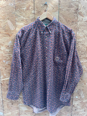 Vintage 90s Ivy Crew Men's L Paisley Print Long Sleeve Button Down Shirt