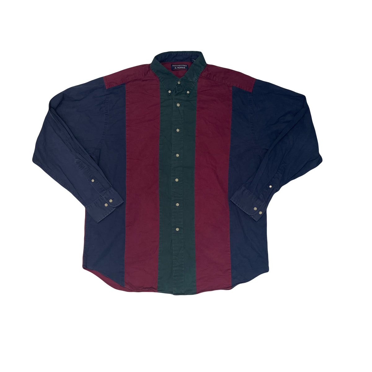 Roundtree &amp; Yorke Men's L Colorblocked Long Sleeve Button Down Shirt