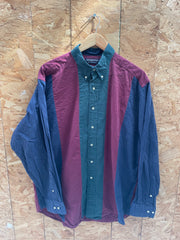 Roundtree &amp; Yorke Men's L Colorblocked Long Sleeve Button Down Shirt