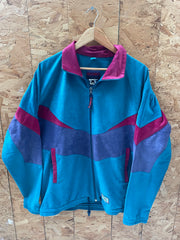 Vintage 90s Crazy Velour Jacket Teal Purple Red XL by McKee's Sportwear