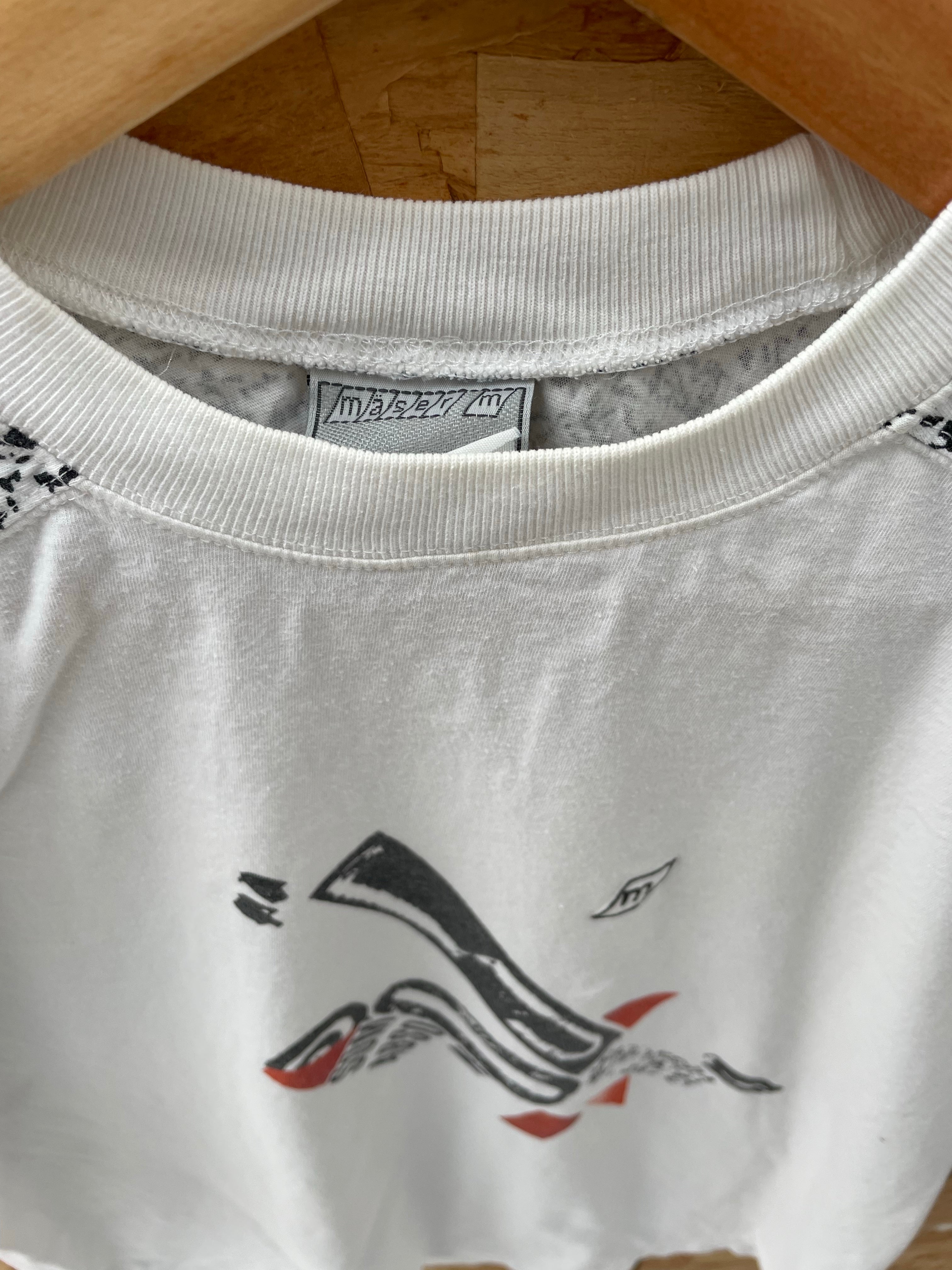 Vintage 90s Single Stitch White Graphic T-Shirt Size M