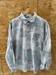 Vintage 90s Long Sleeve Ugly Crazy Abstract Print Shirt Gray XL by Club D'amingo