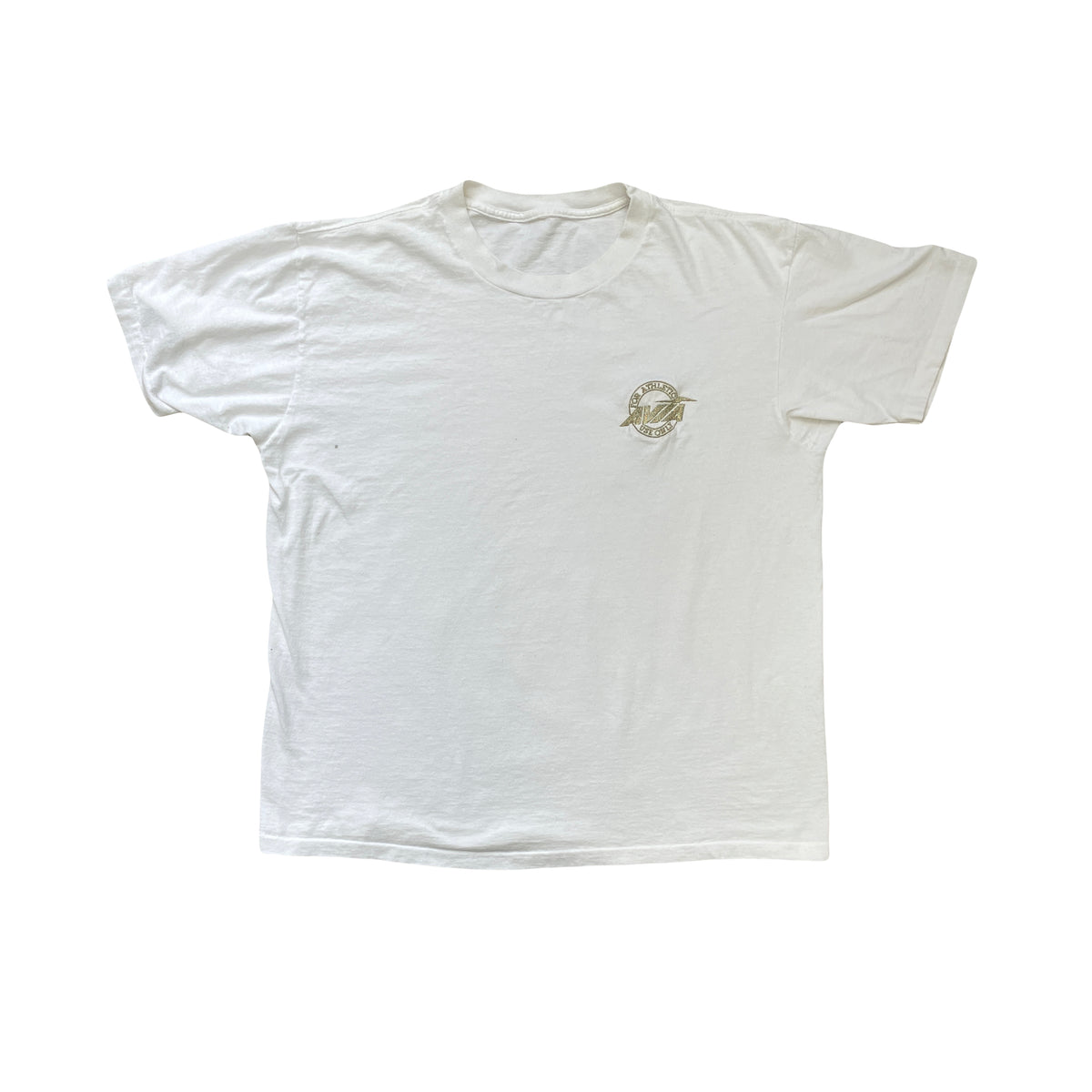 Vintage 90s Single Stitch White T-Shirt with Embroidered Logo - Size XL