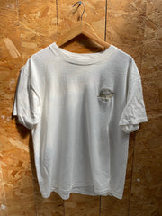 Vintage 90s Single Stitch White T-Shirt with Embroidered Logo - Size XL