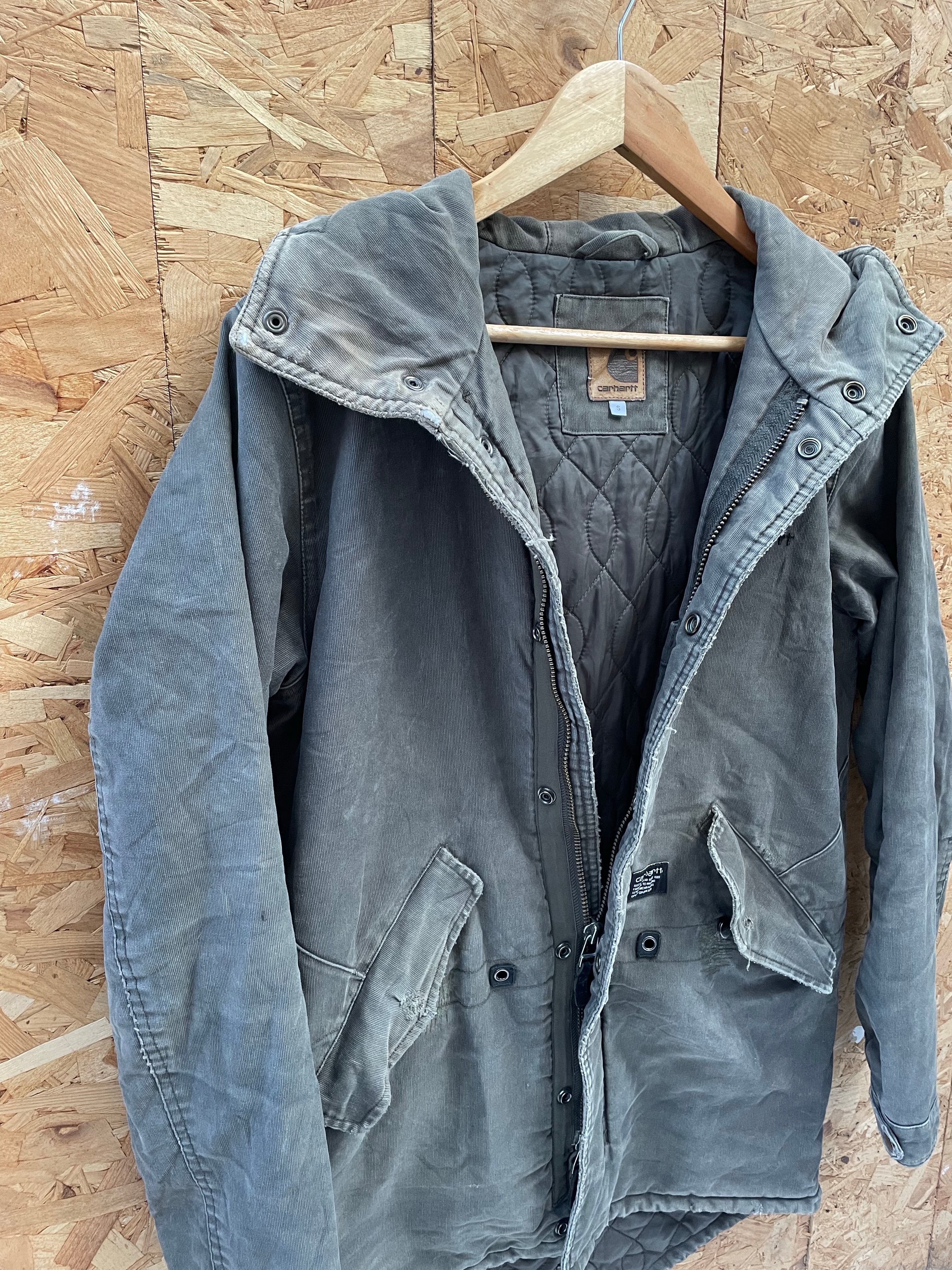 Vintage Carhartt WIP Clash Parker Men's Winter Parka Coat Dark Green Size Small