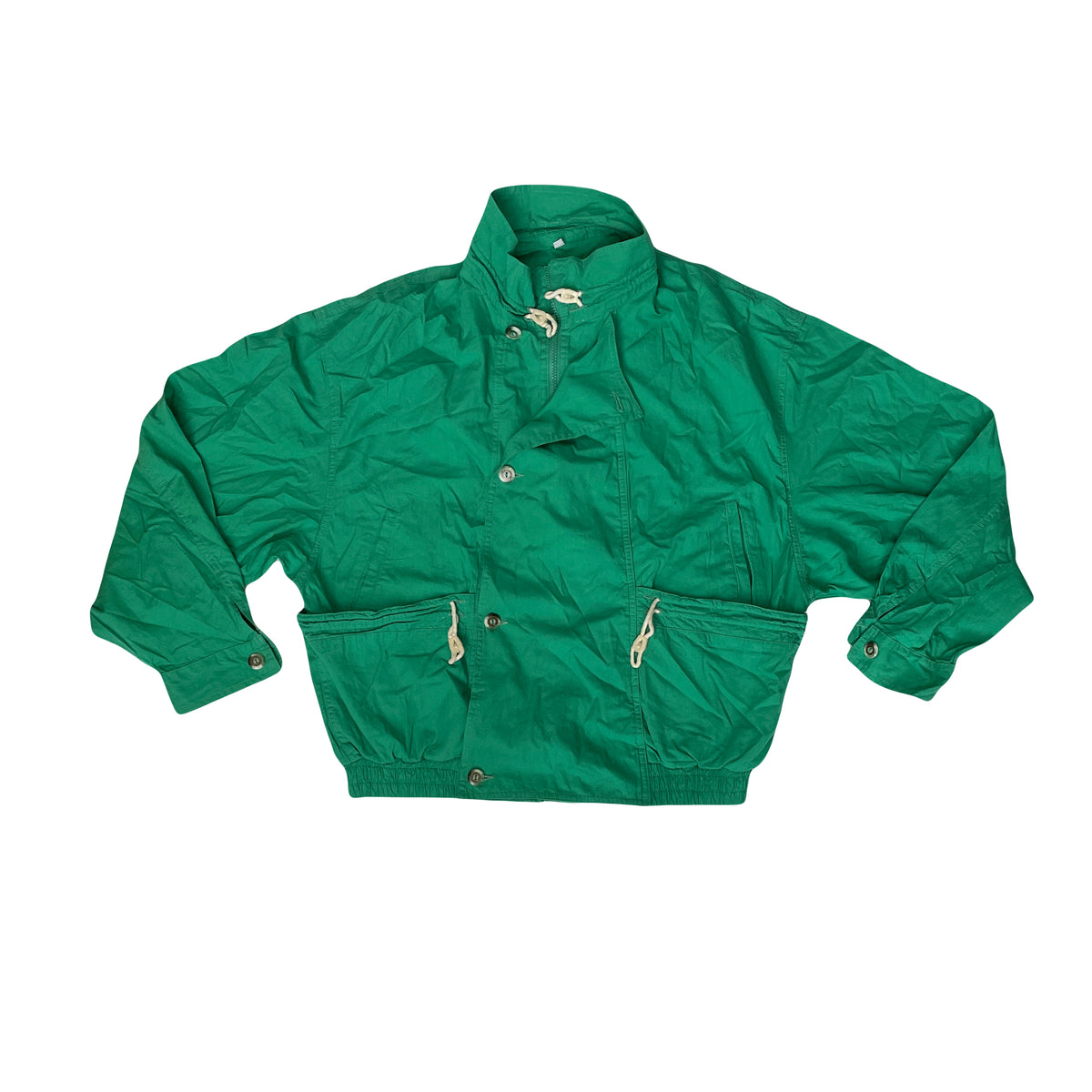 Vintage 80s Vibrant Green Lightweight Day Jacket with Pockets Size L