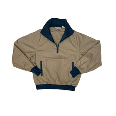 Vintage L.L.Bean Beige &amp; Navy 1/4 Zip Pullover Jacket Size M