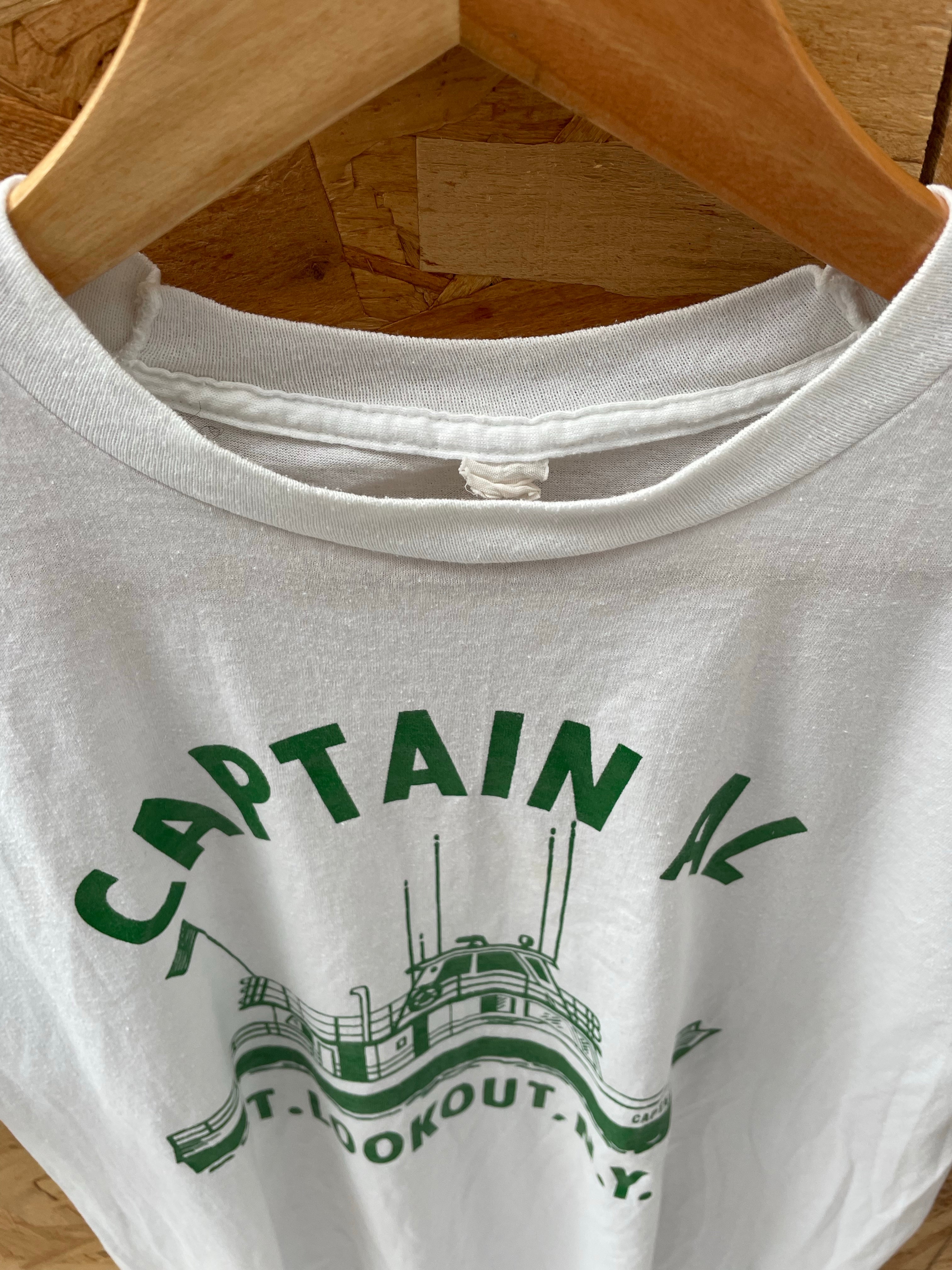 Vintage 80s Captain AL Pt. Lookout, N.Y. Boat Graphic Single Stitch T-Shirt M