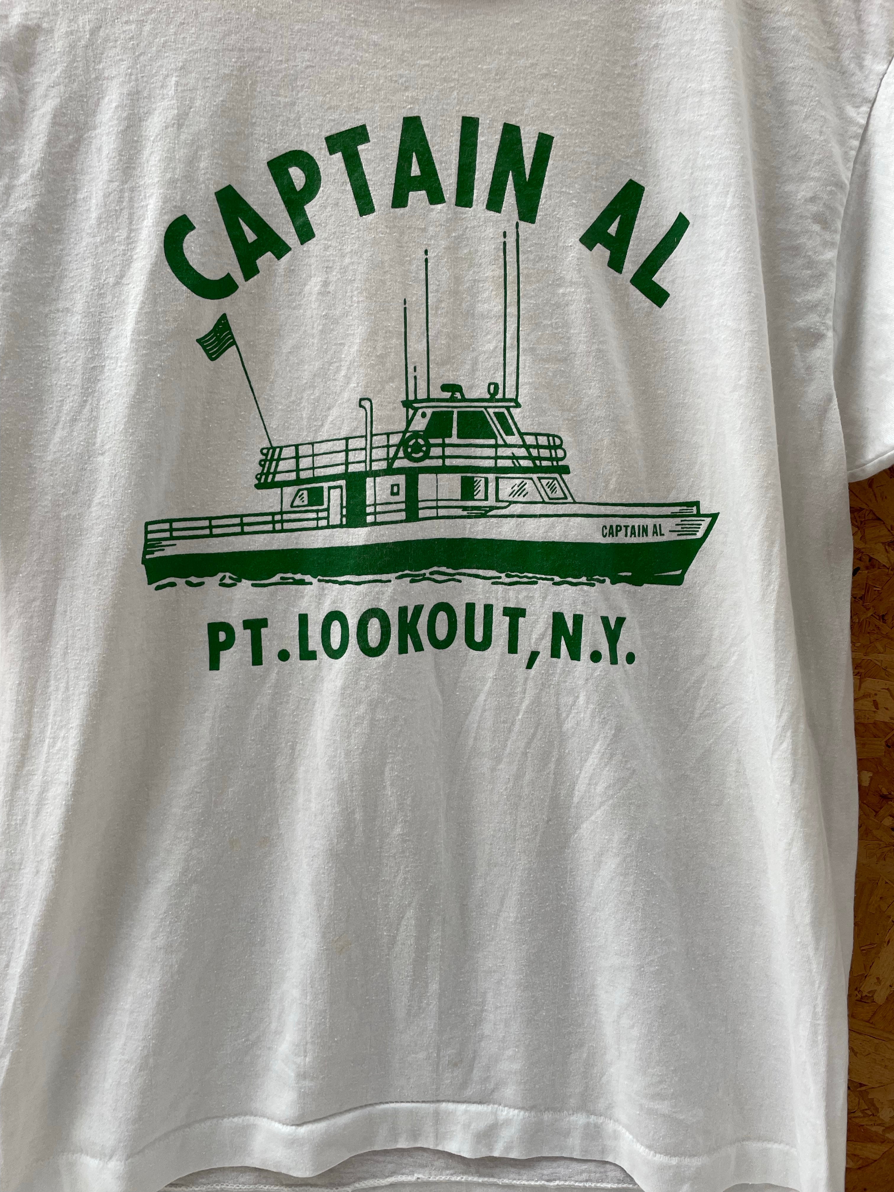 Vintage 80s Captain AL Pt. Lookout, N.Y. Boat Graphic Single Stitch T-Shirt M