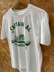 Vintage 80s Captain AL Pt. Lookout, N.Y. Boat Graphic Single Stitch T-Shirt M
