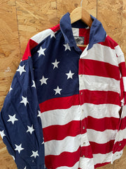 Vintage 90s Eagle &amp; Stripes USA Flag Shirt - Red, White, Blue - Size L