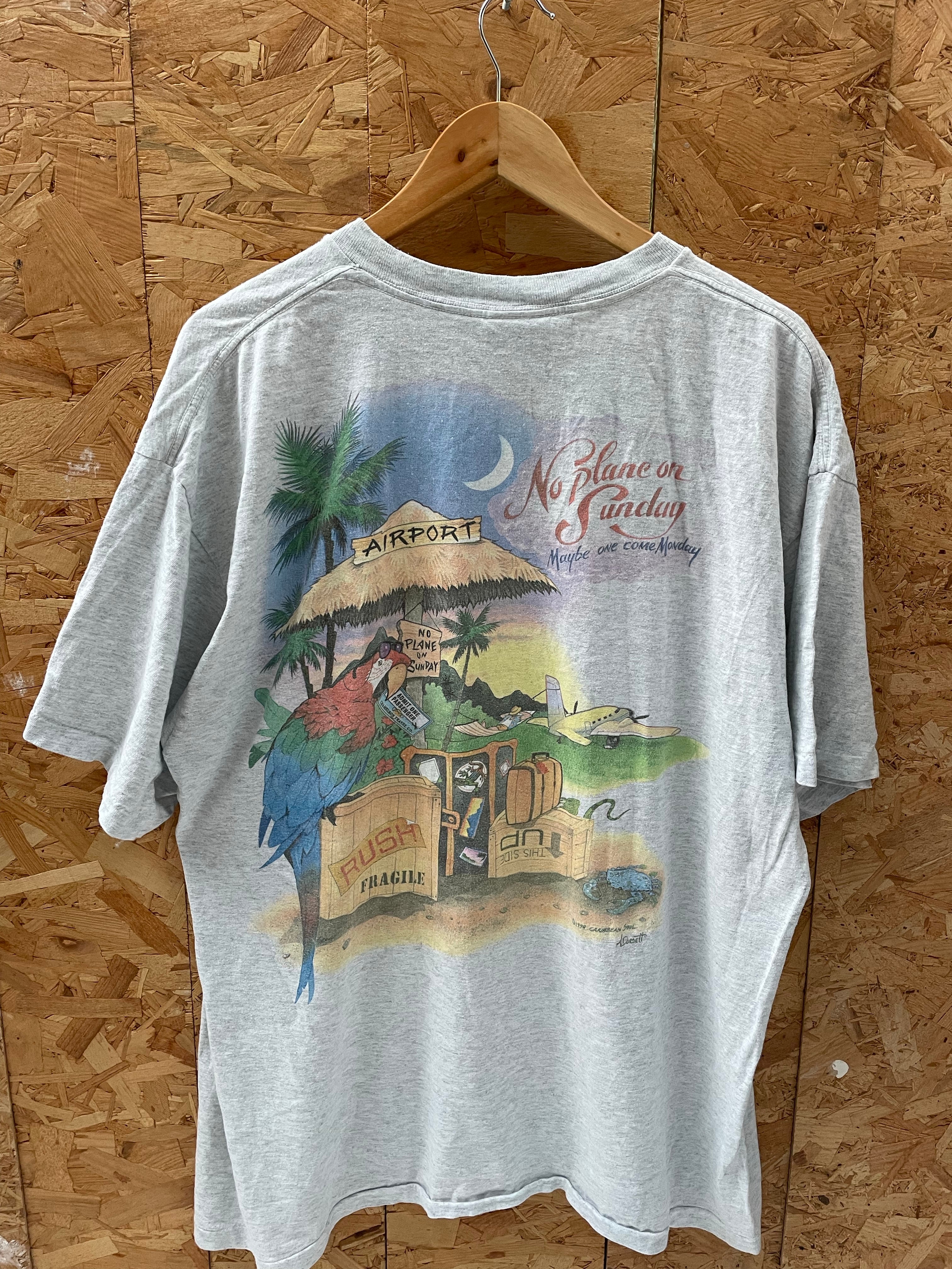Vintage 90s Single Stitch No Plane on Sunday XXL Gray T-Shirt