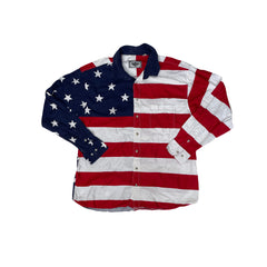Vintage 90s Eagle &amp; Stripes USA Flag Shirt - Red, White, Blue - Size L