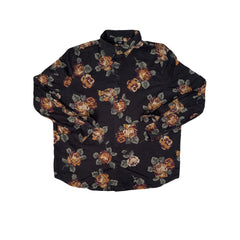 Express Men's XXL Black Floral Rose Long Sleeve Slim Fit Shirt