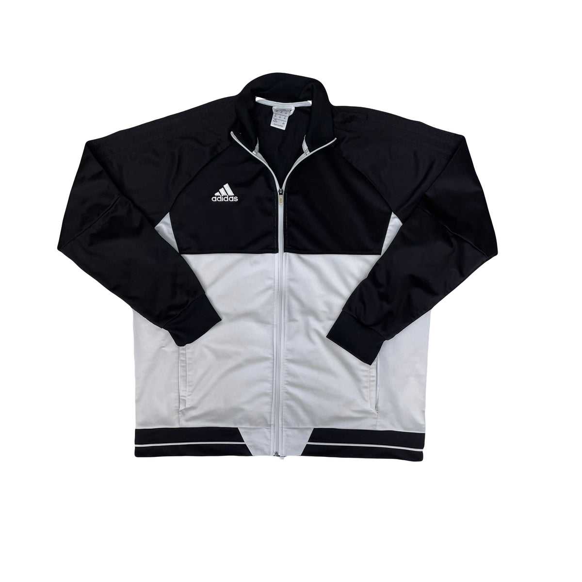 Vintage Y2K Adidas Men's Size XXL Black &amp; White Track Jacket Zip-Up