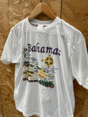 Vintage 90s Single Stitch Bahamas Map Graphic T-Shirt - Size XL - White