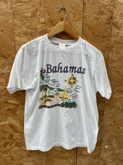 Vintage 90s Single Stitch Bahamas Map Graphic T-Shirt - Size XL - White