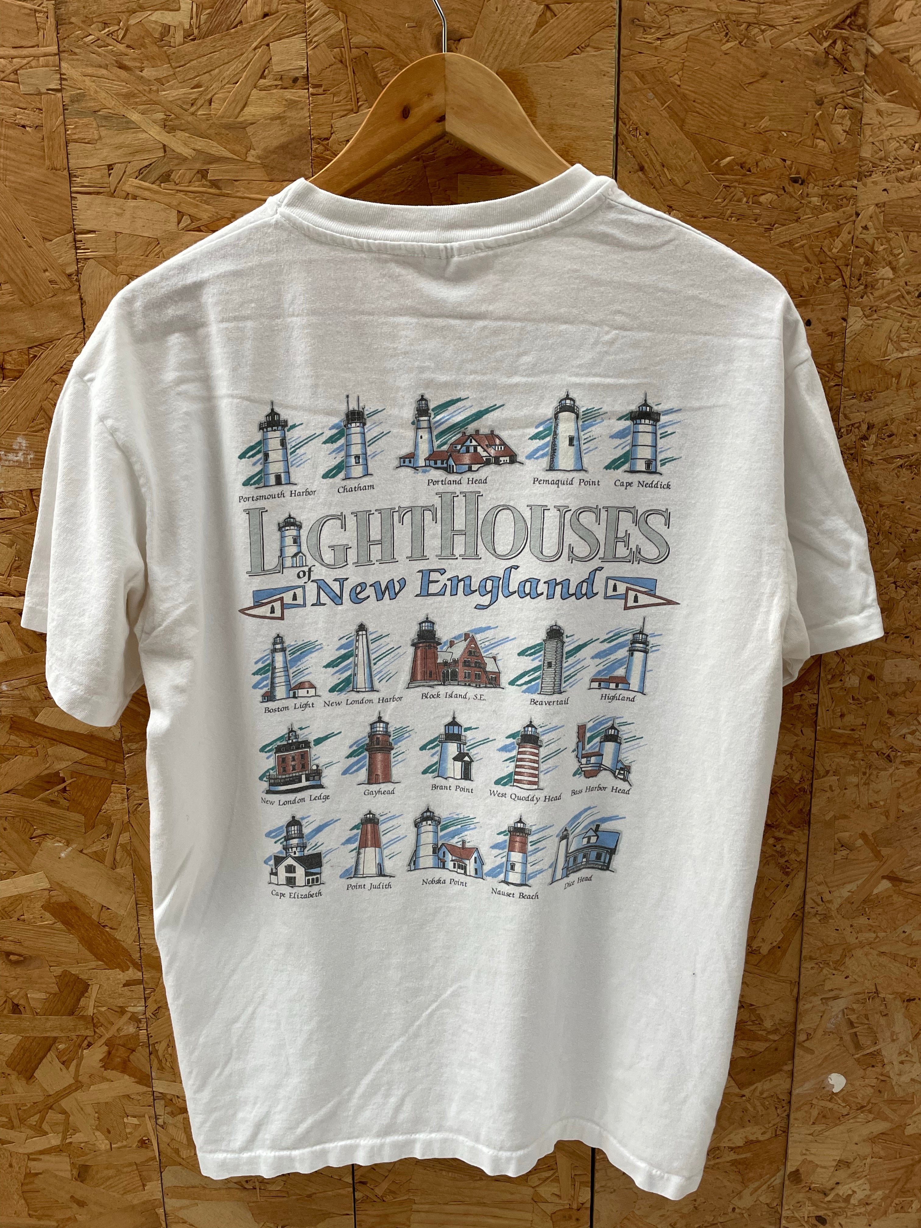Vintage 90s Single Stitch Lighthouses of New England Size L T-Shirt