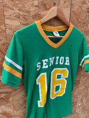Adult S Green &amp; Gold 'Senior 16' Vintage Style USA College Sport T-Shirt