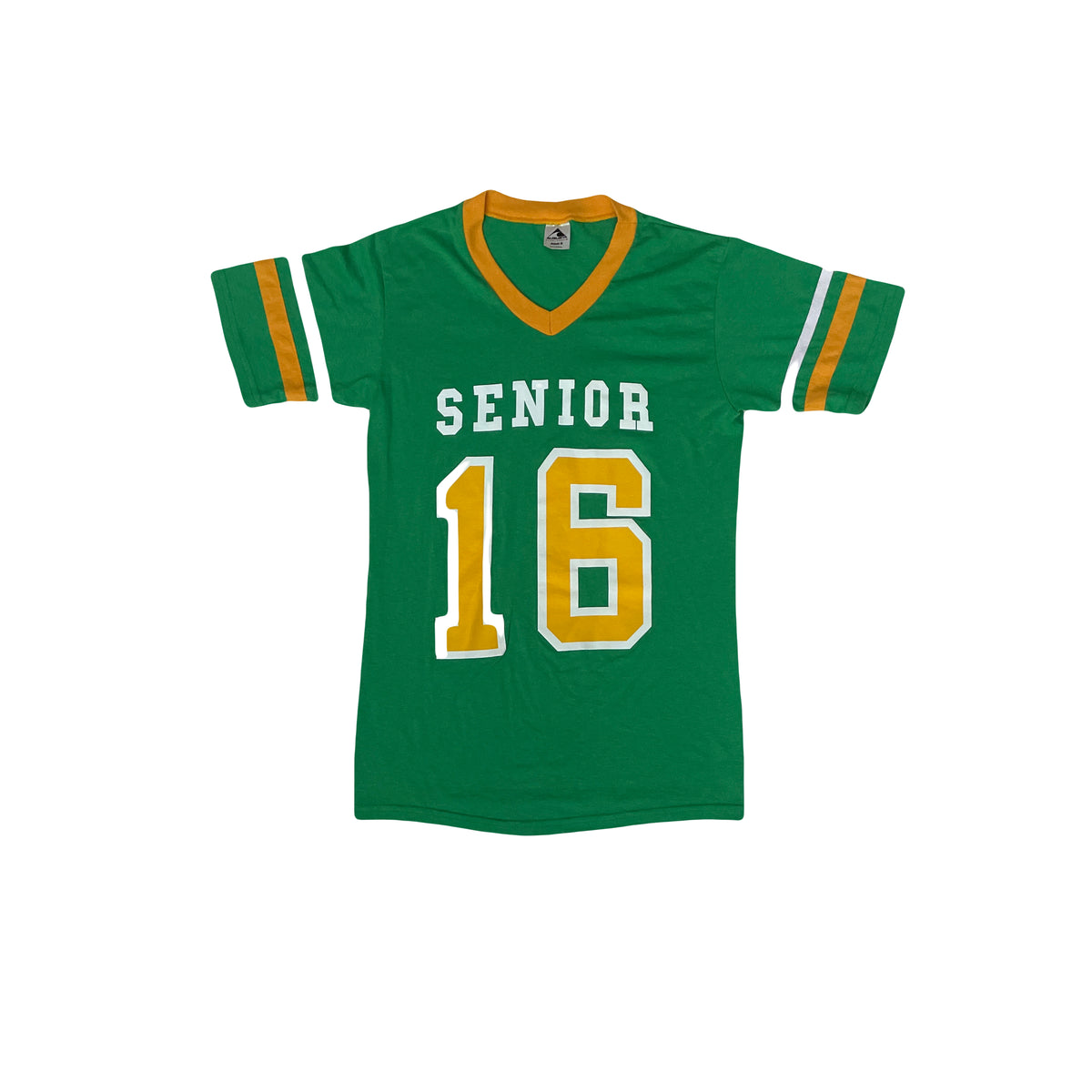 Adult S Green &amp; Gold 'Senior 16' Vintage Style USA College Sport T-Shirt