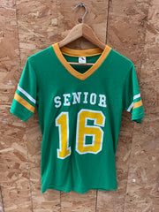 Adult S Green &amp; Gold 'Senior 16' Vintage Style USA College Sport T-Shirt