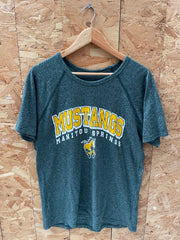 Vintage 90s Manitou Springs Mustangs T-Shirt - Dark Green/Grey - Size L