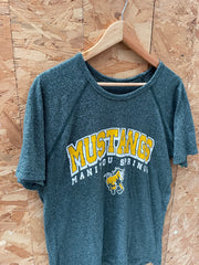 Vintage 90s Manitou Springs Mustangs T-Shirt - Dark Green/Grey - Size L