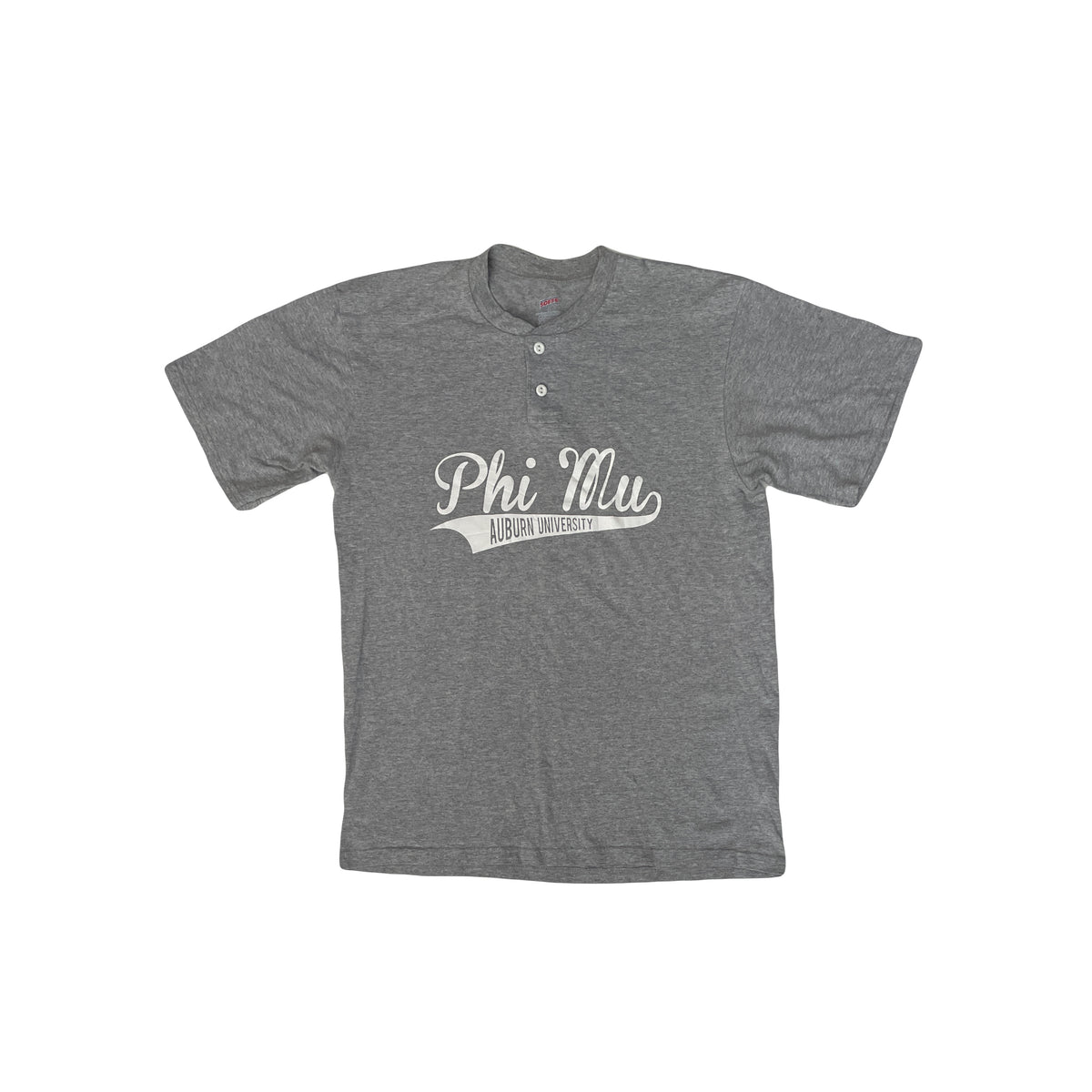 Soffe Large Gray Phi Mu Auburn University Henley T-Shirt
