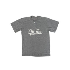 Soffe Large Gray Phi Mu Auburn University Henley T-Shirt