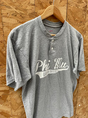 Soffe Large Gray Phi Mu Auburn University Henley T-Shirt