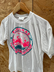 Vintage Single Stitch Bahamas Flamingo Beach Club T-Shirt - Size M - White