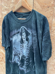 Vintage The Mountain T-Shirt Size XXL Charcoal Black Tie-Dye Pirate Graphic