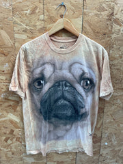 Vintage The Mountain Mens Size M Beige Pug Tie Dye T-Shirt