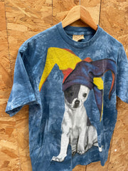 Vintage The Mountain M Blue Tie Dye Dog T-Shirt