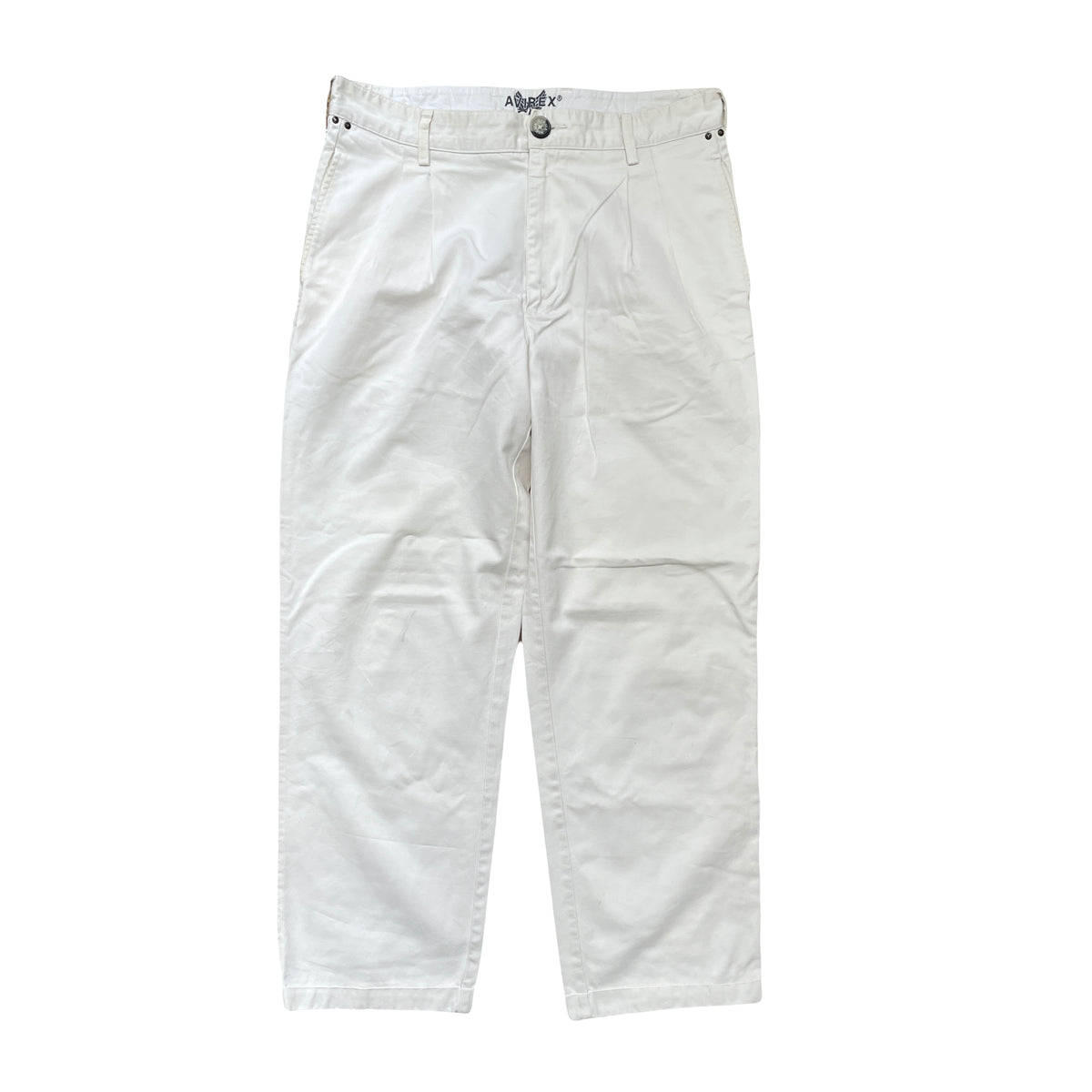 Vintage 90s Avirex Runway White Loose Fit Chino Trousers 32x34