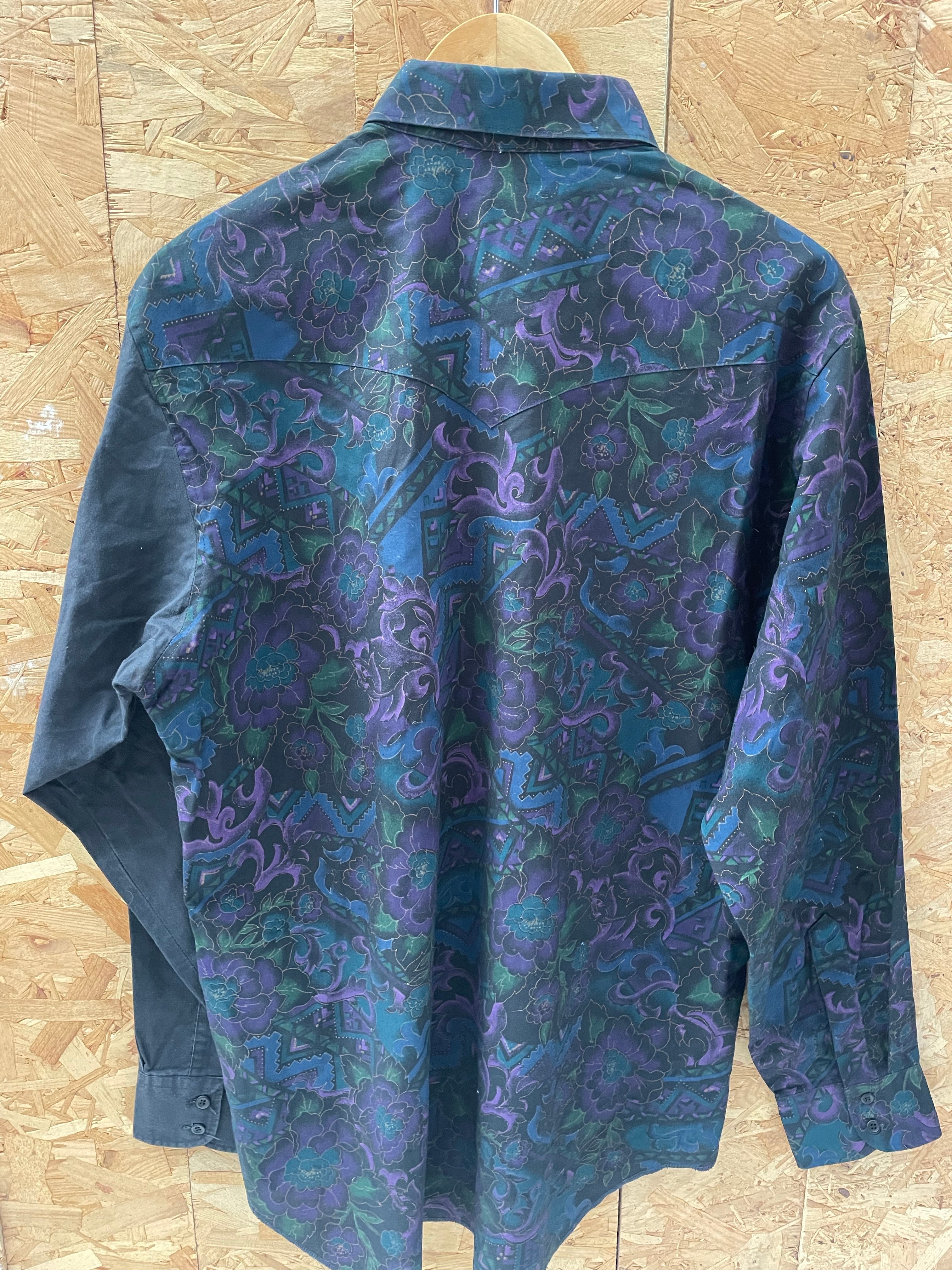 Vintage 90s Wrangler Men's XL Tall Floral Print Cowboy Western Shirt