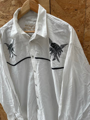 Vintage Stars &amp; Stripes Western Cowboy Shirt Eagle Motif Size XL White